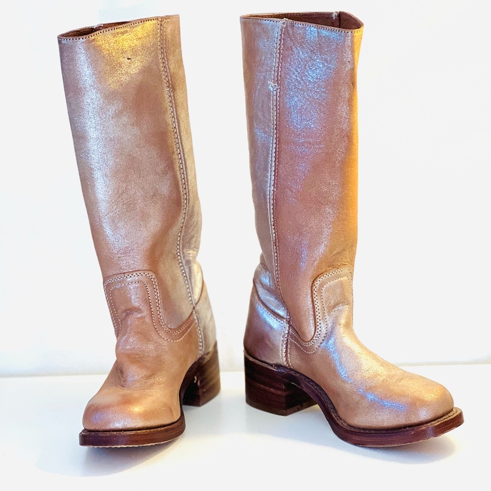 Frye Campus Boots RARE Gold/Bronze Metallic! - Picture 2 of 6